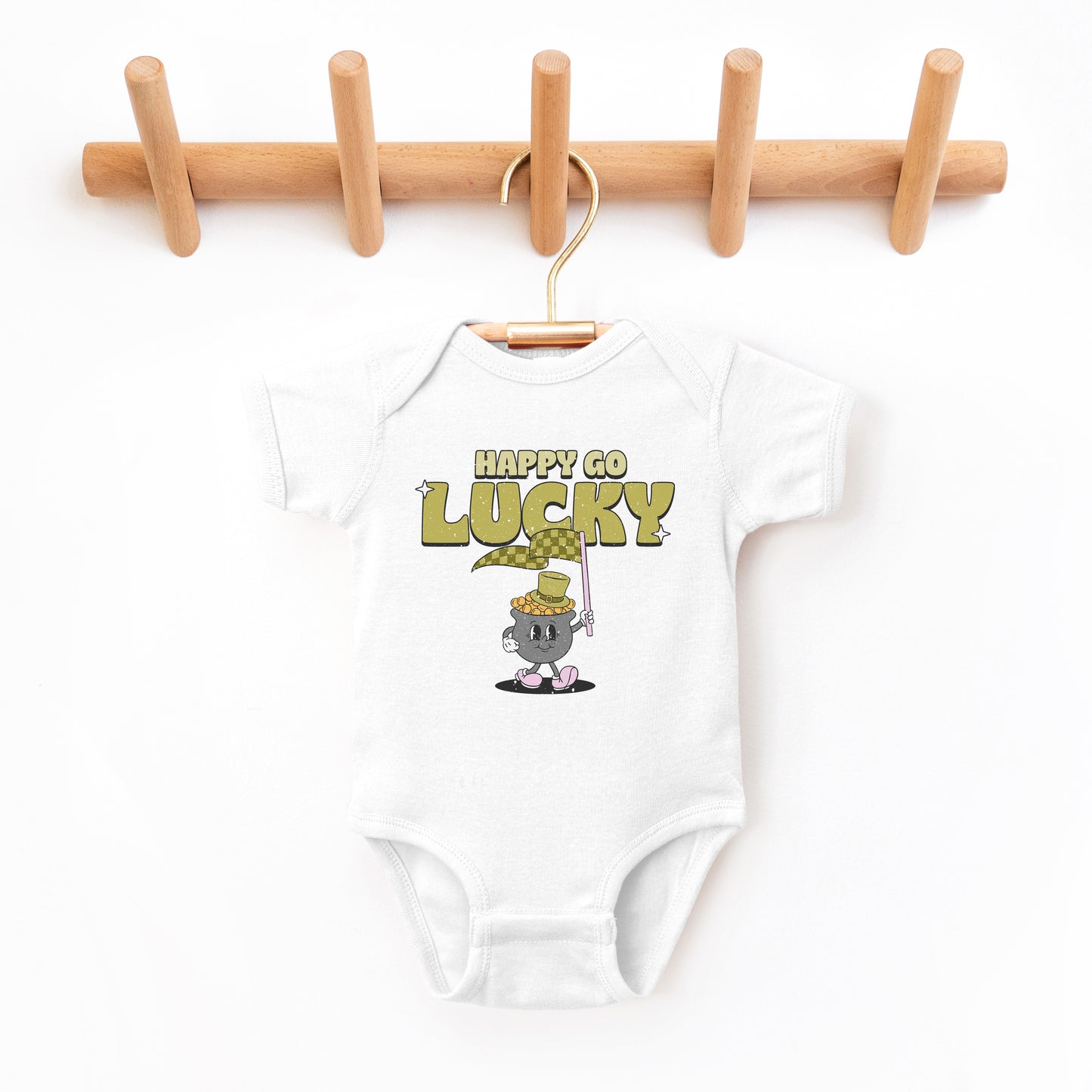 Happy Go Lucky Pot Of Gold | Baby Graphic Short Sleeve Onesie