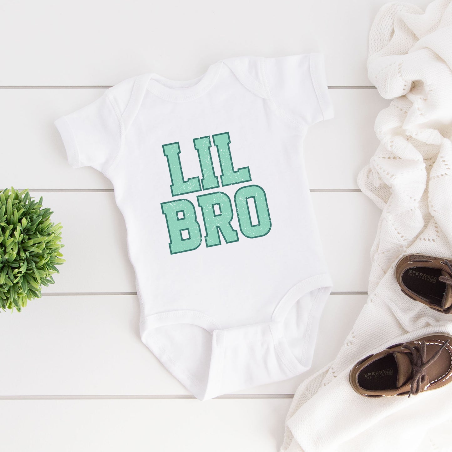 Lil Bro Distressed | Baby Graphic Short Sleeve Onesie