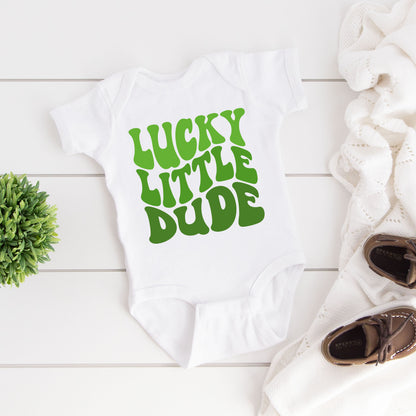 Lucky Little Dude Wavy | Baby Graphic Short Sleeve Onesie