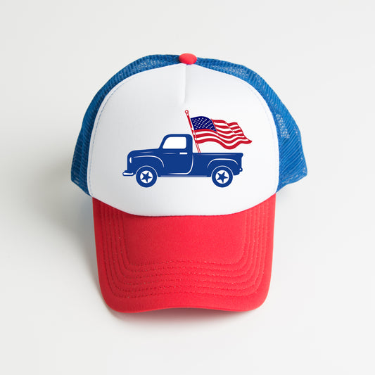 Truck With Flag | Youth Foam Trucker Hat