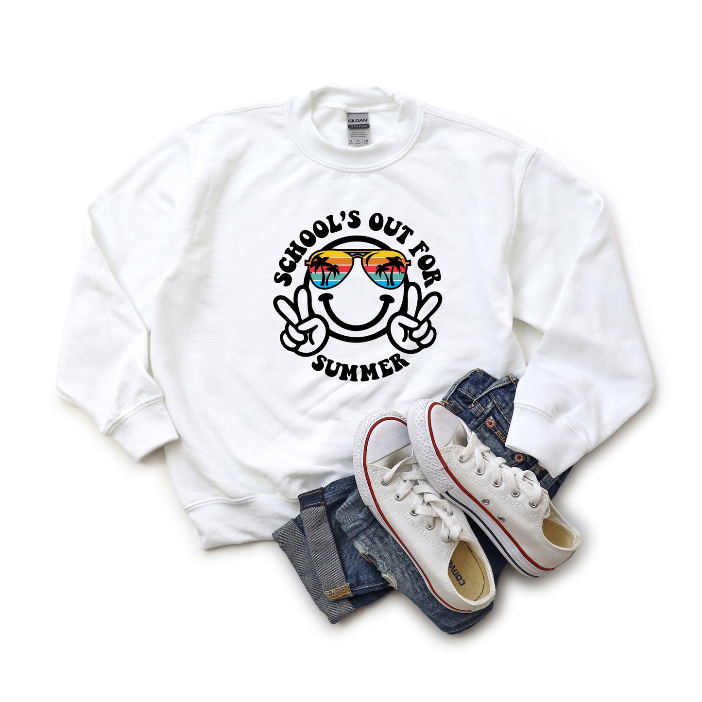 School's Out Smiley Face | Youth Graphic Sweatshirt