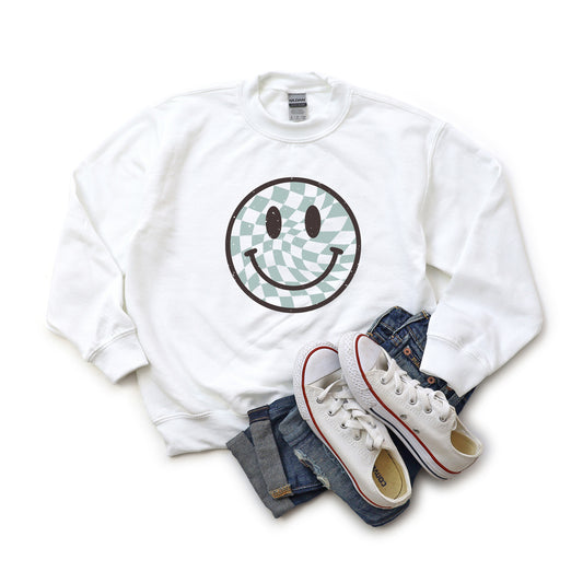 Checker Board Smiley Face | Youth Graphic Sweatshirt