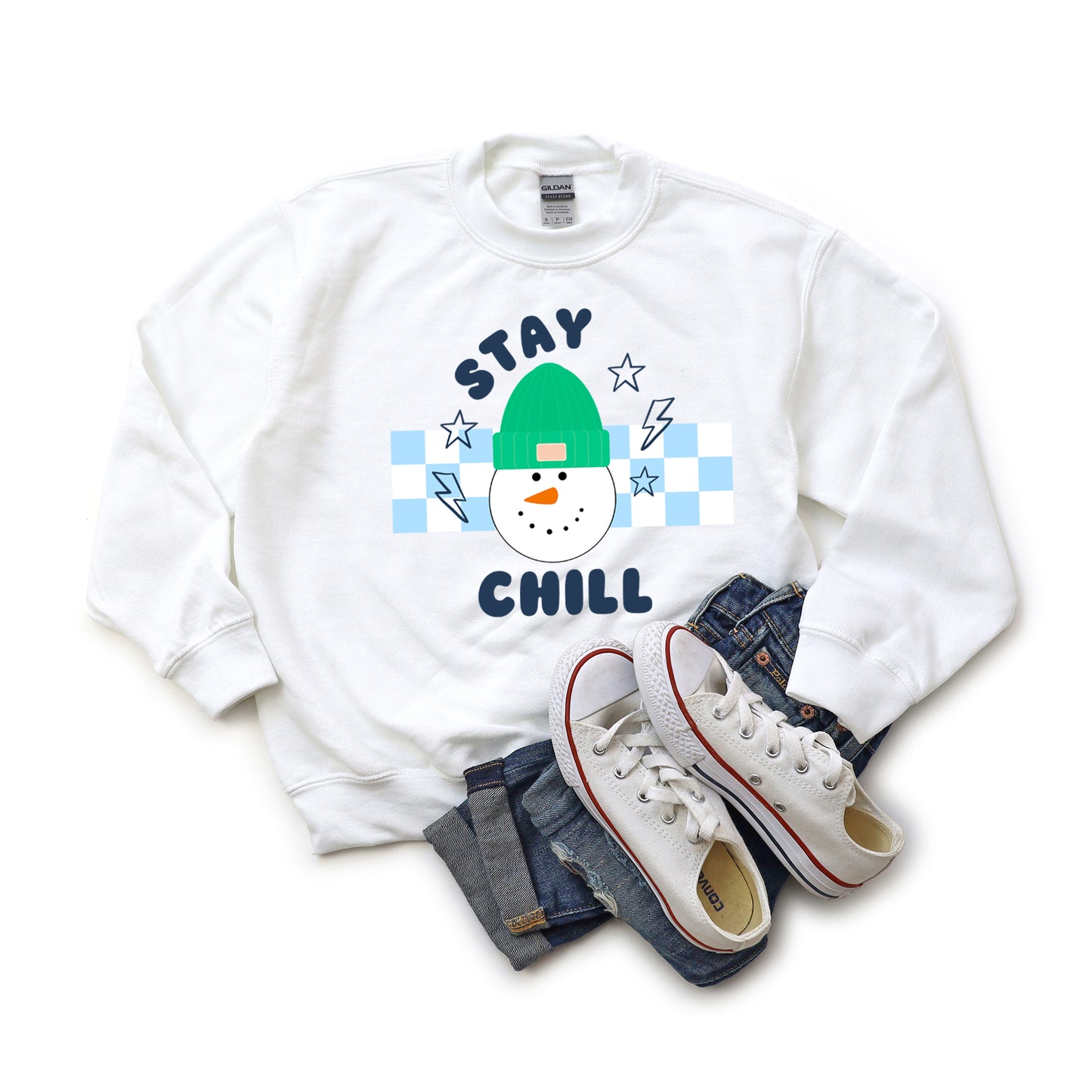 Stay Chill Checkered | Youth Graphic Sweatshirt