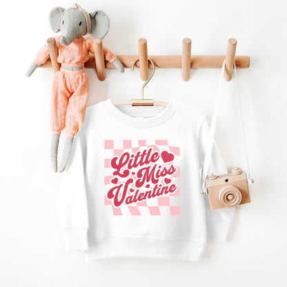 Checkered Little Miss Valentine | Toddler Graphic Sweatshirt