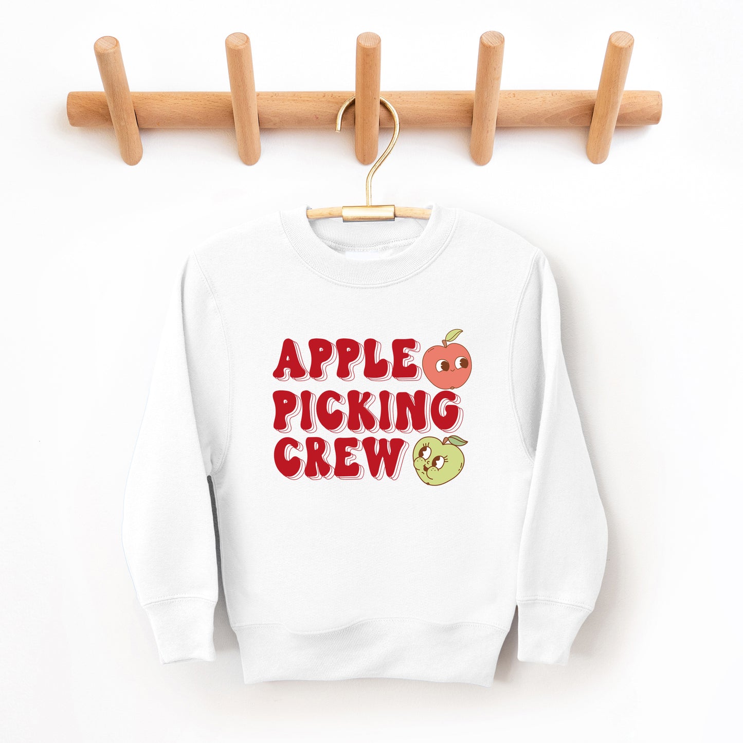 Cartoon Apple Picking Crew | Youth Graphic Sweatshirt