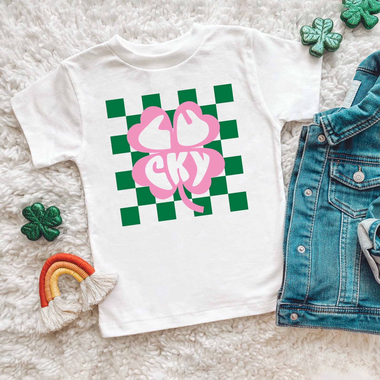 Lucky Clover Checkered | Toddler Graphic Short Sleeve Tee