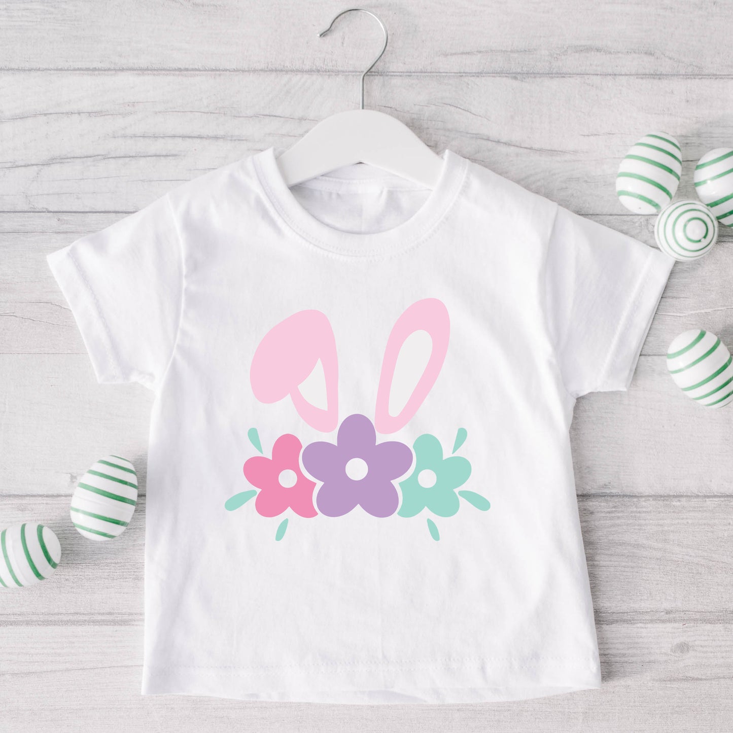 Bunny Ears With Flowers | Youth Graphic Short Sleeve Tee