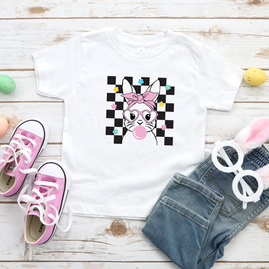 Checkered Groovy Bunny | Toddler Graphic Short Sleeve Tee