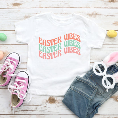 Easter Vibes Wavy Stacked | Youth Short Sleeve Crew Neck