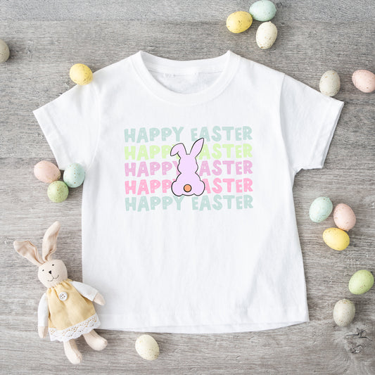 Pastel Happy Easter Stacked | Toddler Graphic Short Sleeve Tee