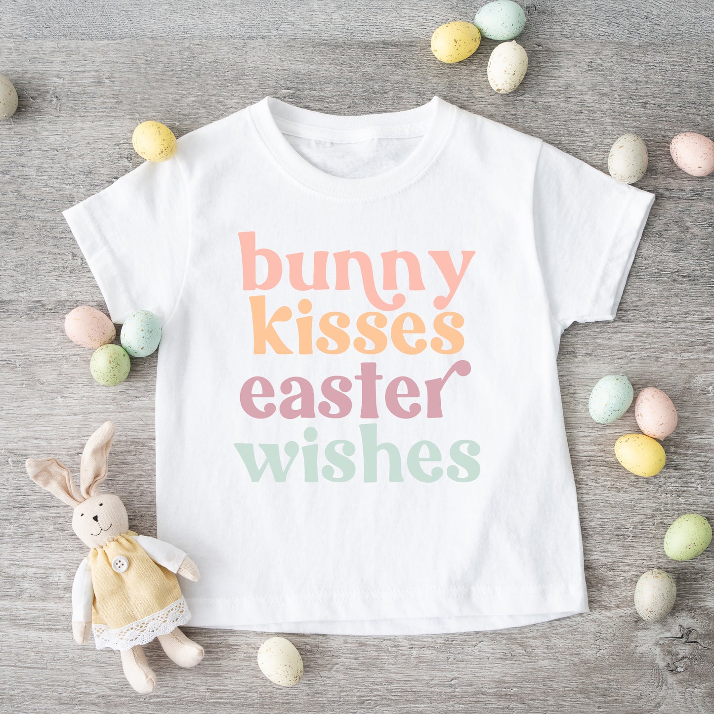 Bunny Kisses Easter Wishes | Toddler Graphic Short Sleeve Tee