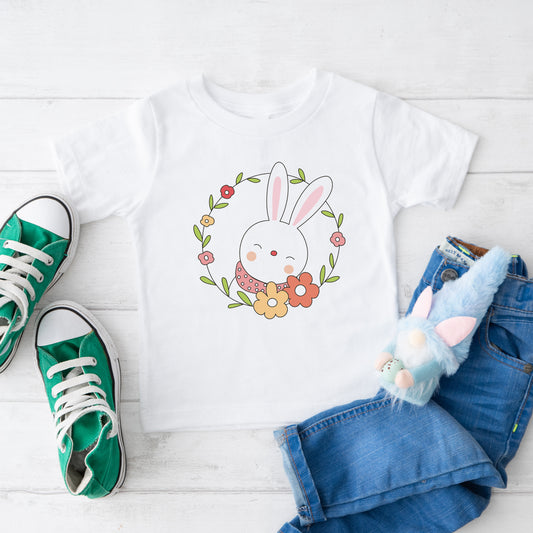 Easter Bunny Flower Wreath | Youth Short Sleeve Crew Neck