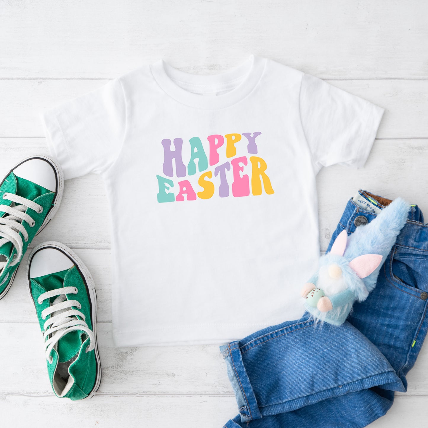 Happy Easter Wavy Colorful | Youth Graphic Short Sleeve Tee