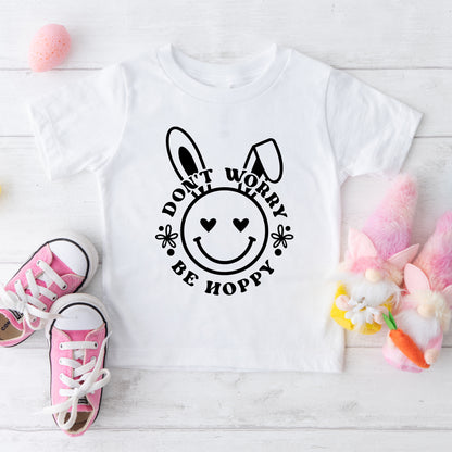 Don't Worry Be Hoppy Smiley Bunny | Youth Short Sleeve Crew Neck