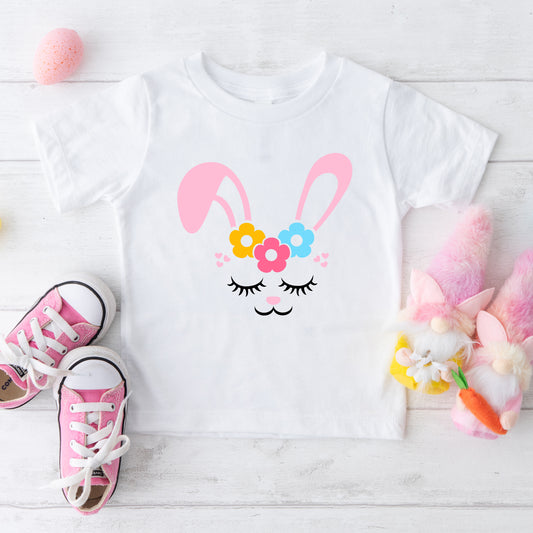 Bunny Face With Flowers | Toddler Graphic Short Sleeve Tee