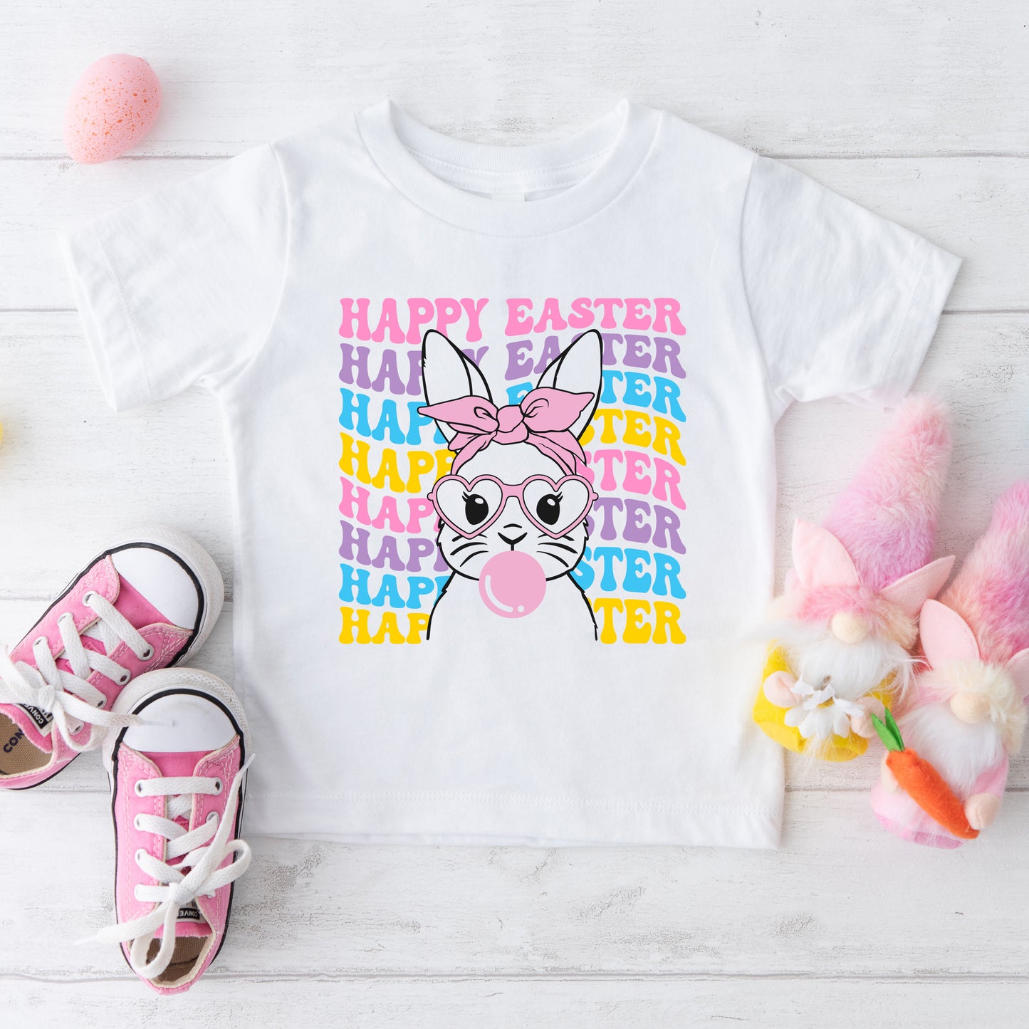 Bubble Gum Bunny Wavy | Youth Graphic Short Sleeve Tee