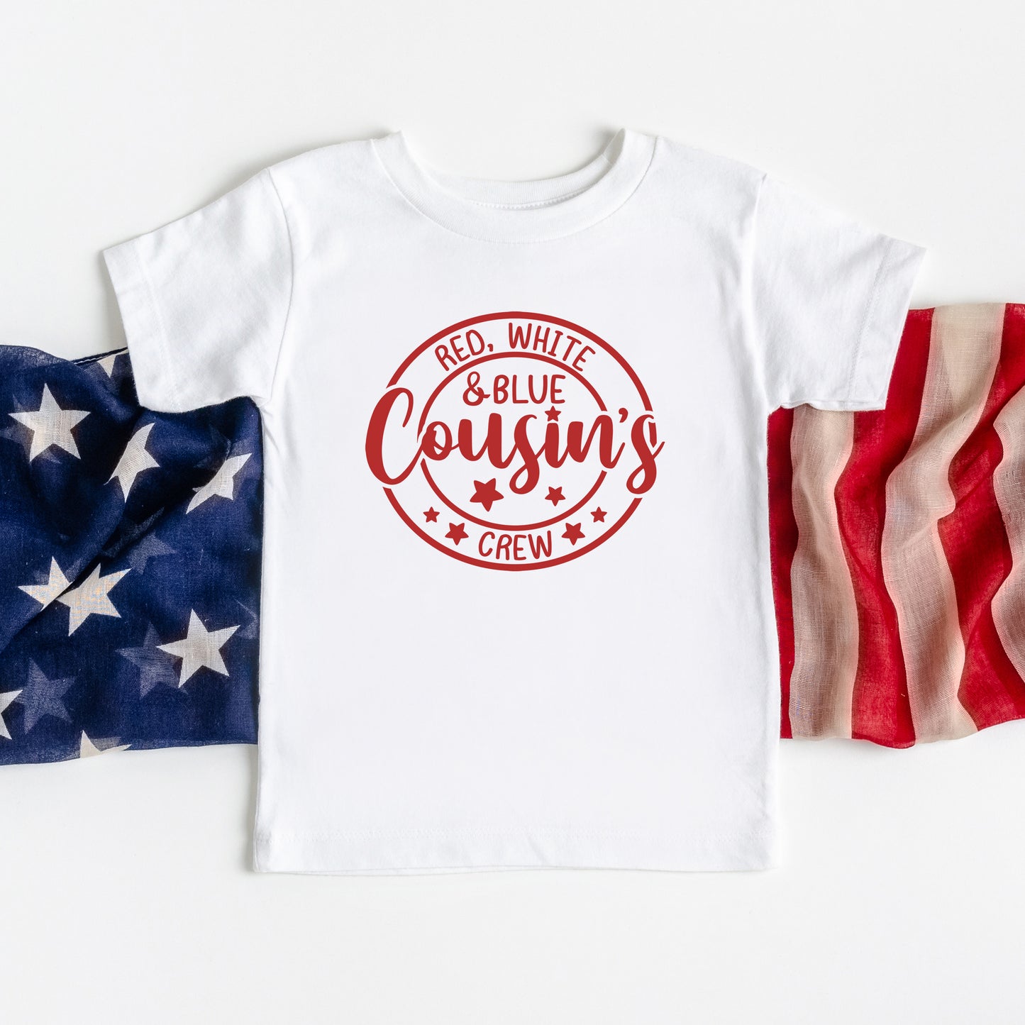 Red White And Blue Cousin's Crew | Toddler Graphic Short Sleeve Tee