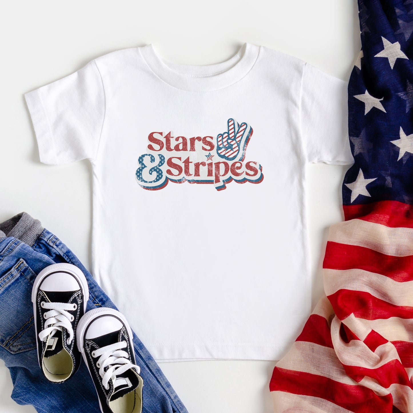 Stars And Stripes Distressed | Toddler Graphic Short Sleeve Tee