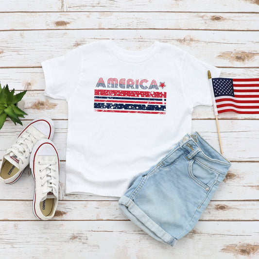 America With Stars And Stripes | Youth Graphic Short Sleeve Tee