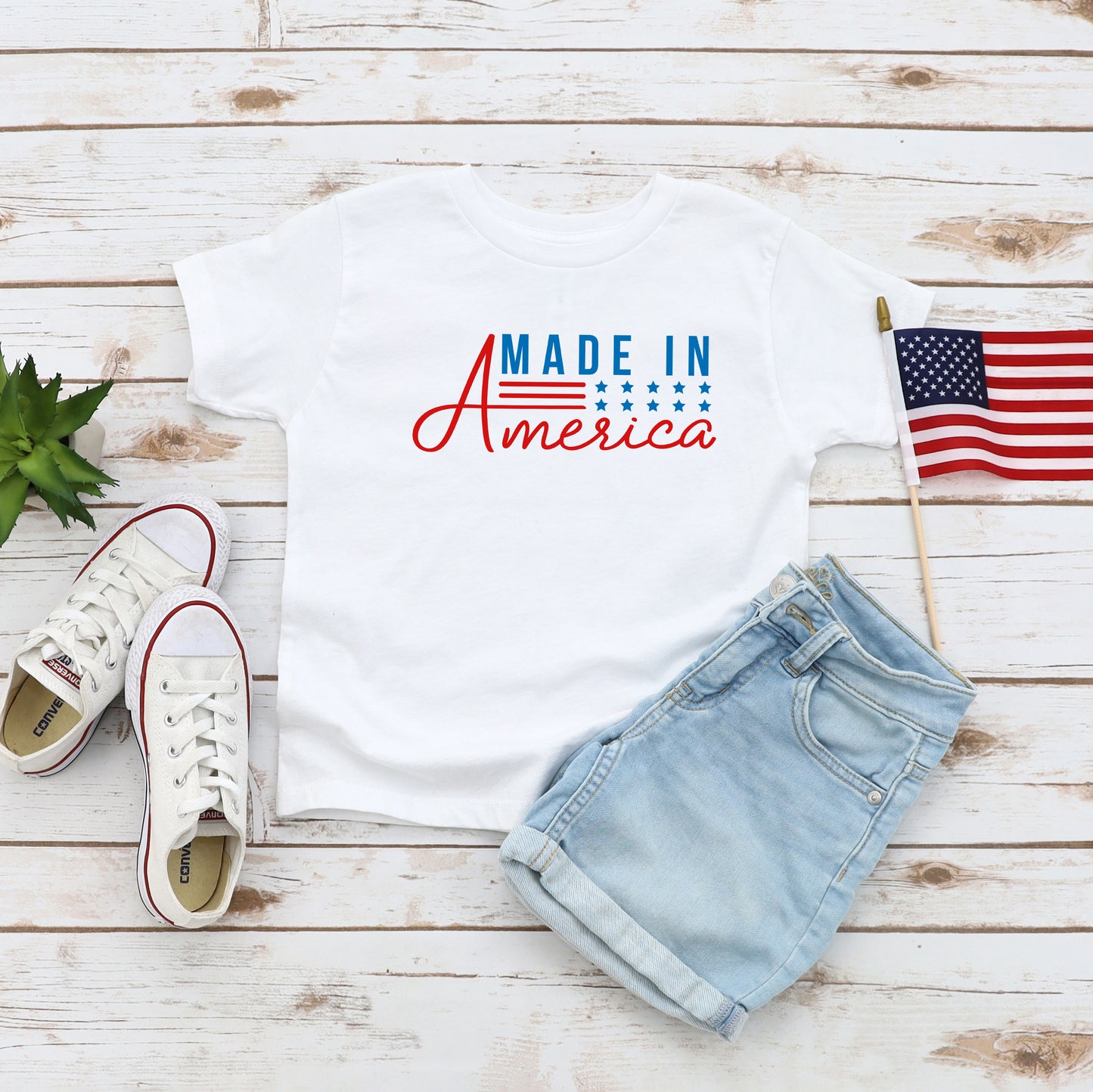 Made In America Stars And Stripes | Toddler Graphic Short Sleeve Tee