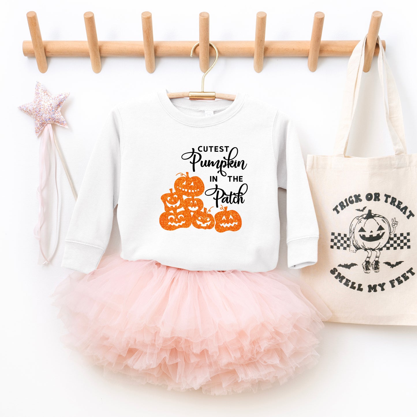 Cutest Pumpkin In The Patch Glitter | Toddler Graphic Sweatshirt