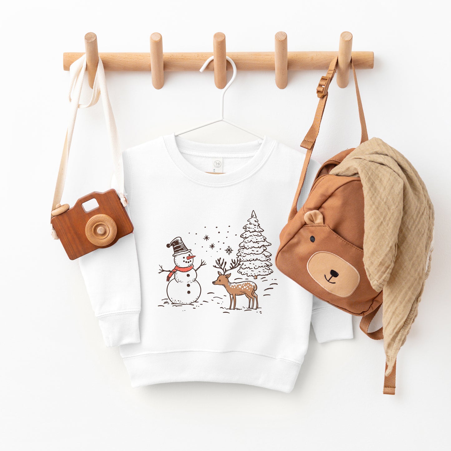 Deer Snowman Scene | Toddler Graphic Sweatshirt