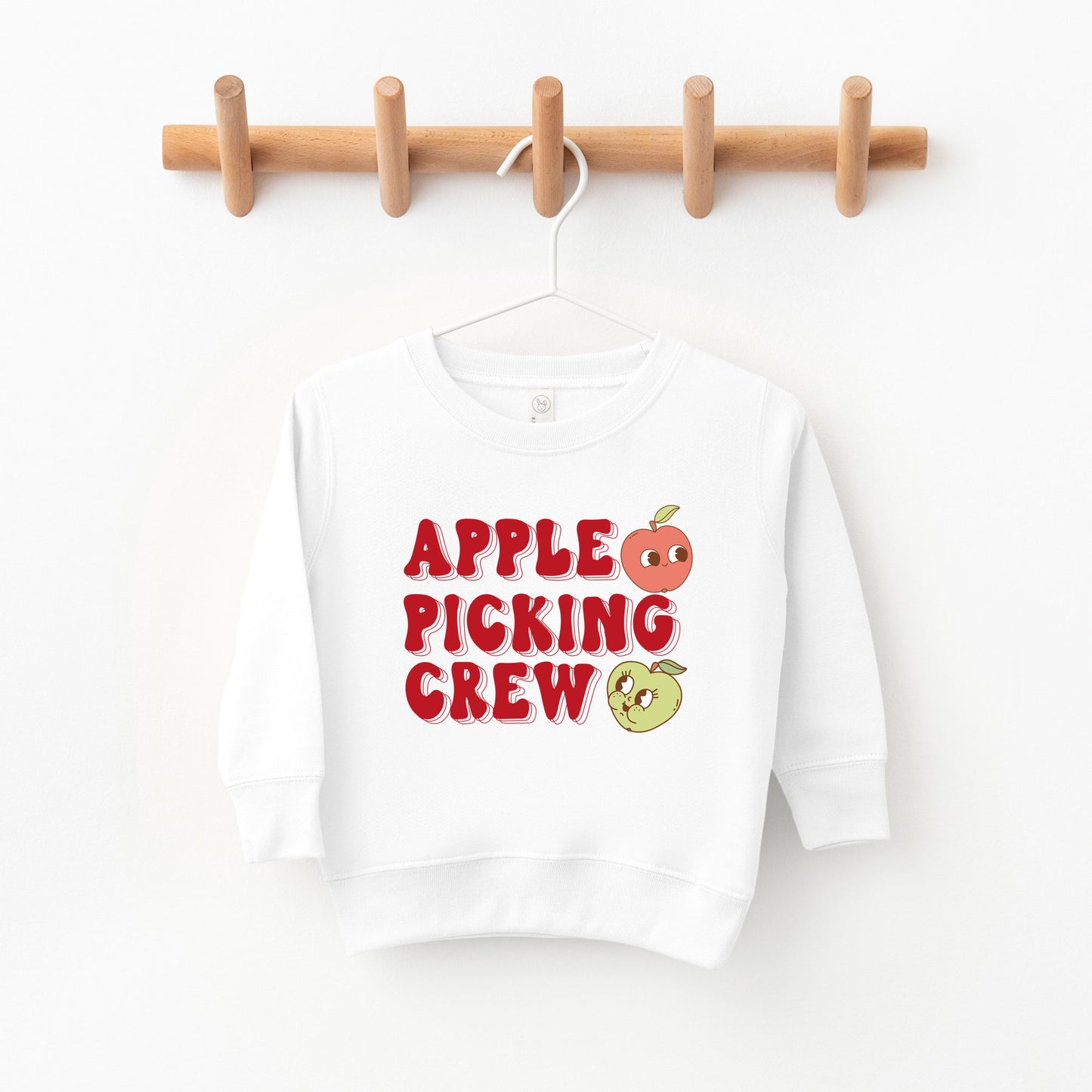 Cartoon Apple Picking Crew | Toddler Graphic Sweatshirt