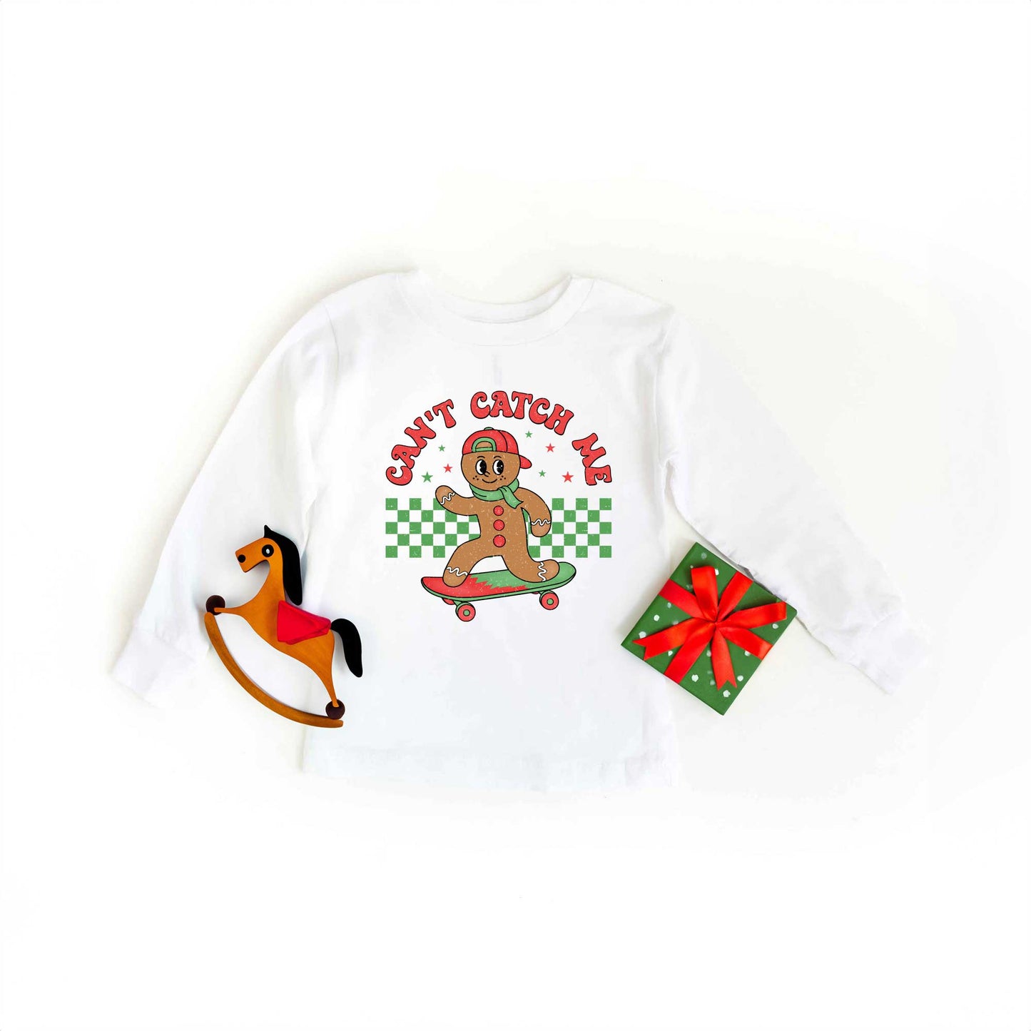 Gingerbread Man Skateboard | Youth Graphic Long Sleeve Tee