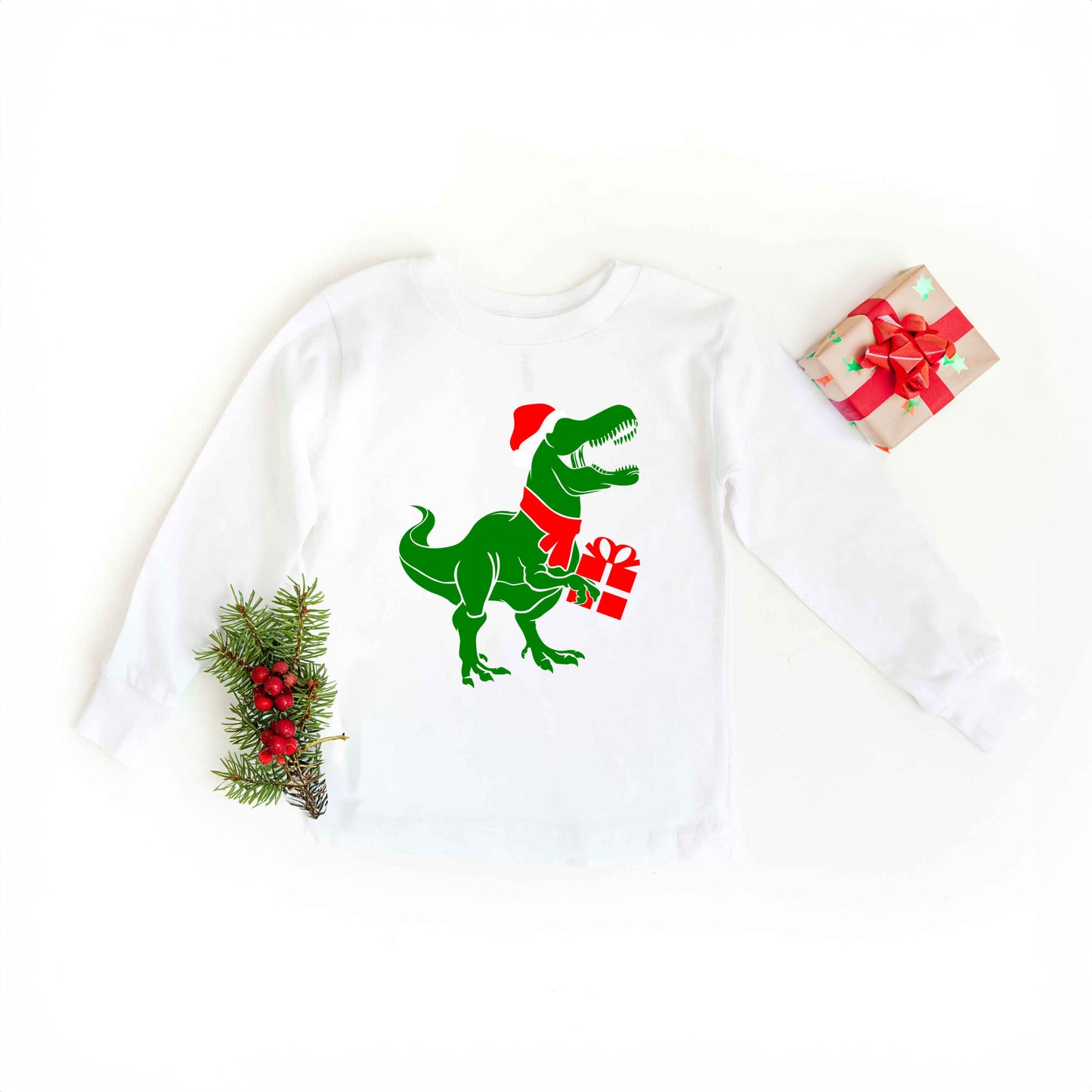 Dino Present | Toddler Graphic Long Sleeve Tee