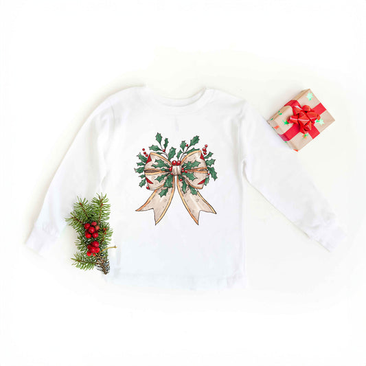 Holly Leaves Coquette | Youth Graphic Long Sleeve Tee