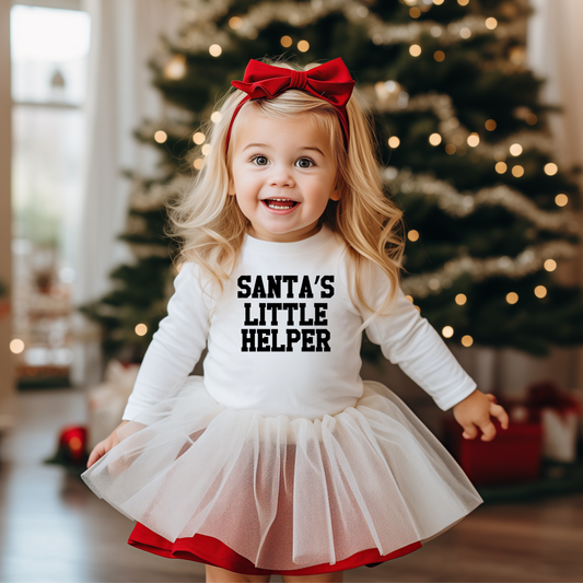 Santa's Little Helper Words | Youth Graphic Long Sleeve Tee