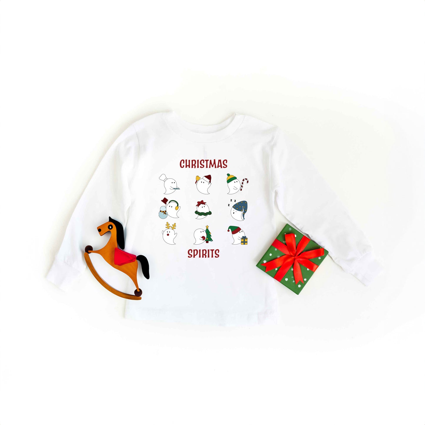 Christmas Spirits Red Words | Toddler Graphic Long Sleeve Tee