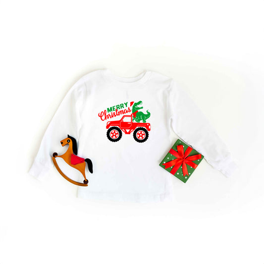 Christmas Dino Truck | Toddler Graphic Long Sleeve Tee