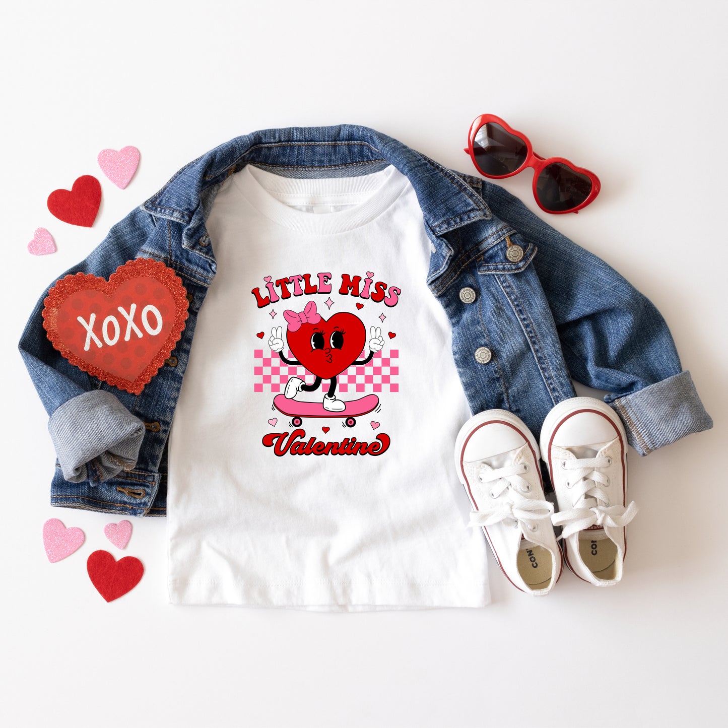 Little Miss Valentine Skateboard | Toddler Graphic Short Sleeve Tee