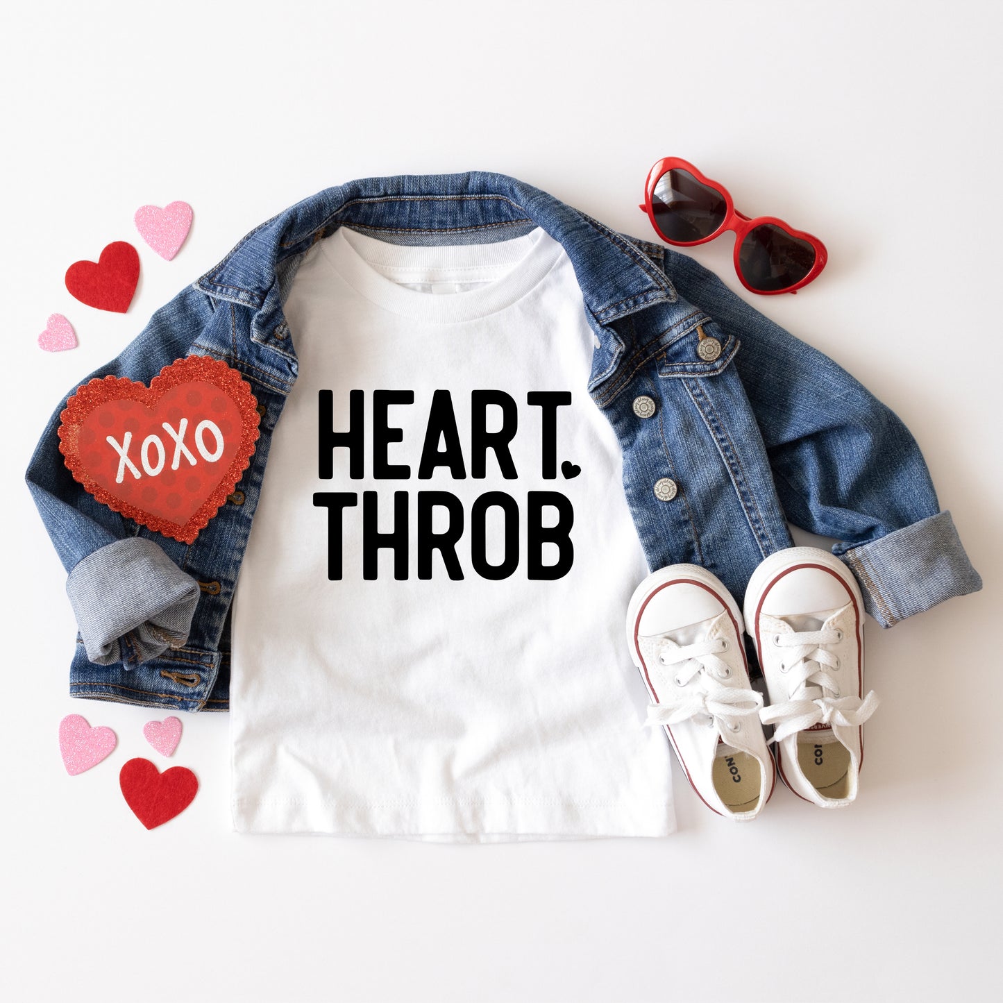 Heart Throb Small Heart Puff Print | Youth Graphic Short Sleeve Tee