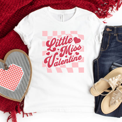 Checkered Little Miss Valentine | Toddler Graphic Short Sleeve Tee