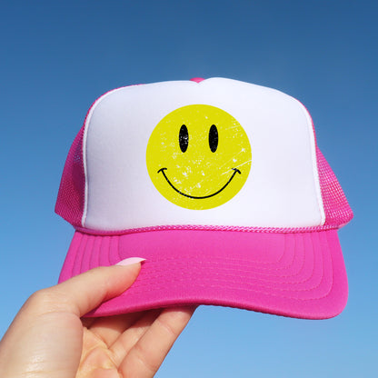 Distressed Smiley Face | Youth Foam Trucker Hat