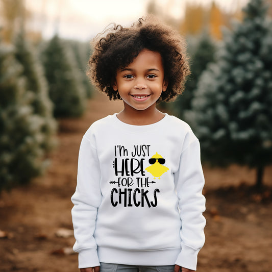 I'm Just Here For The Chicks | Youth Graphic Sweatshirt