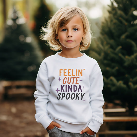 Feelin' Cute Kinda Spooky | Youth Graphic Sweatshirt