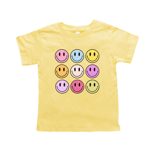 Colorful Smiley Face Distressed | Toddler Graphic Short Sleeve Tee