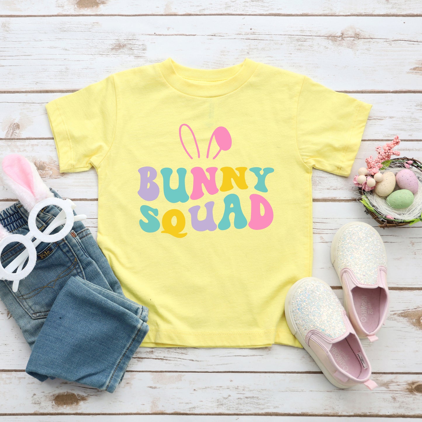 Bunny Squad Colorful | Toddler Graphic Short Sleeve Tee