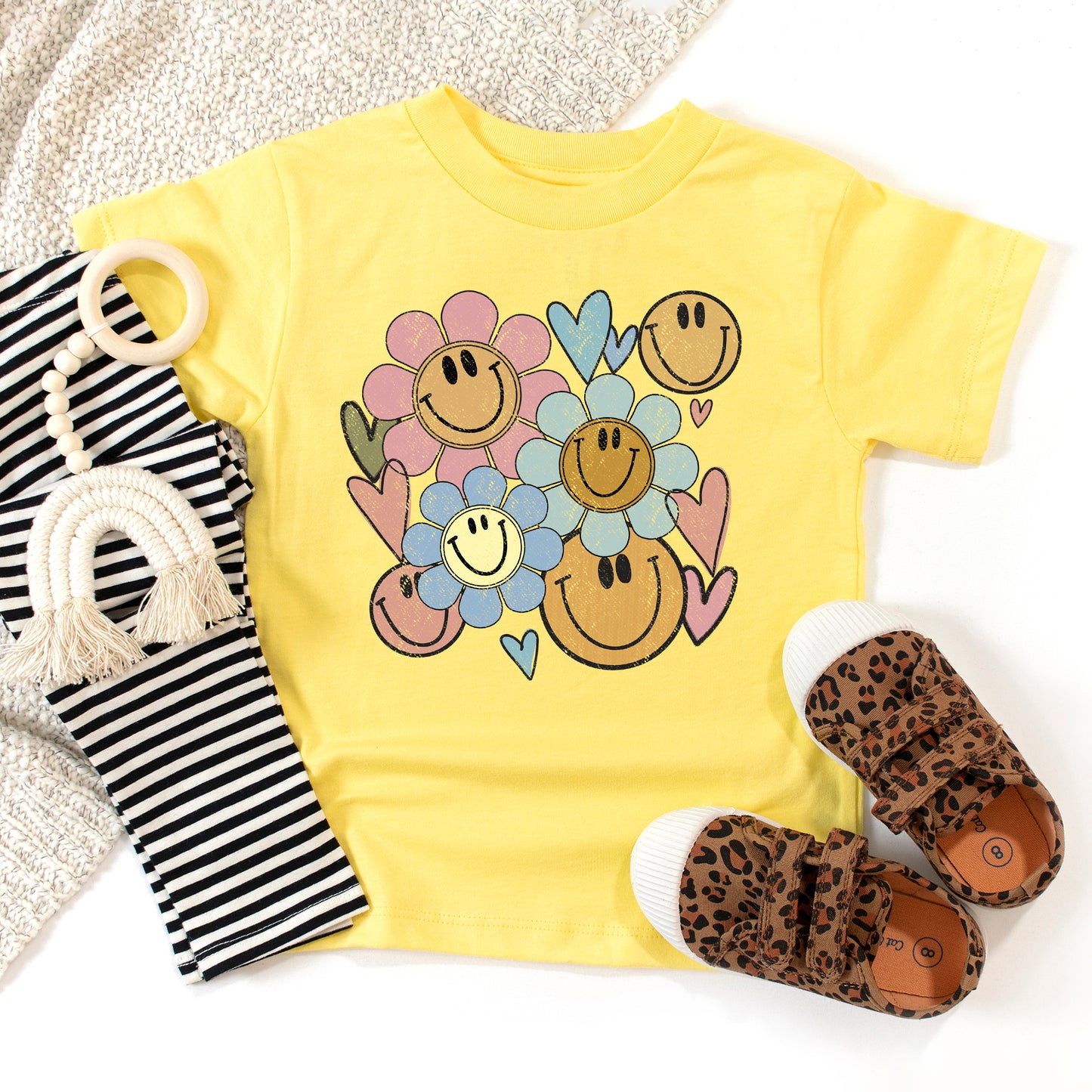 Flower Smiley Face | Toddler Graphic Short Sleeve Tee