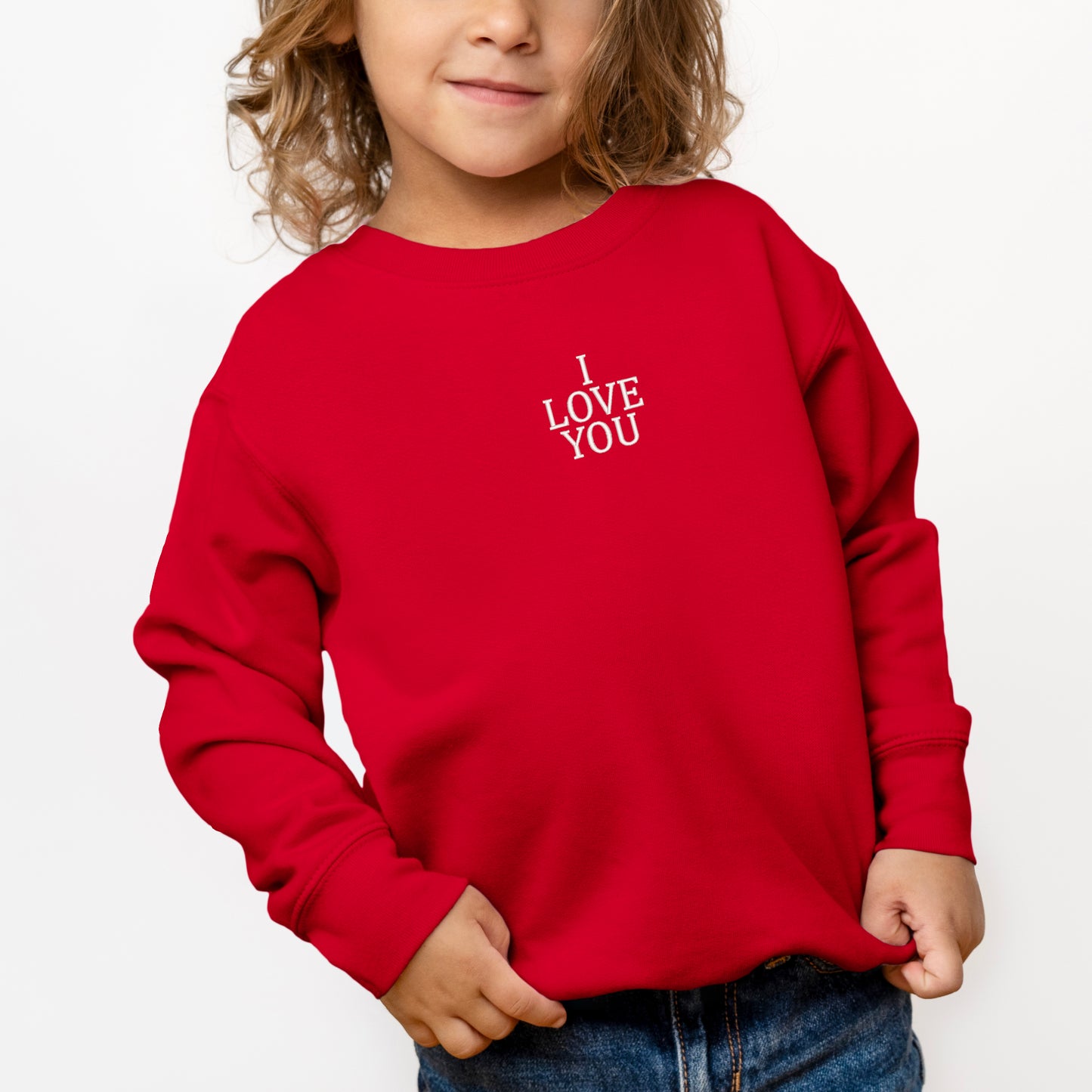 Embroidered I Love You Words | Youth Ultra-Soft Graphic Sweatshirt
