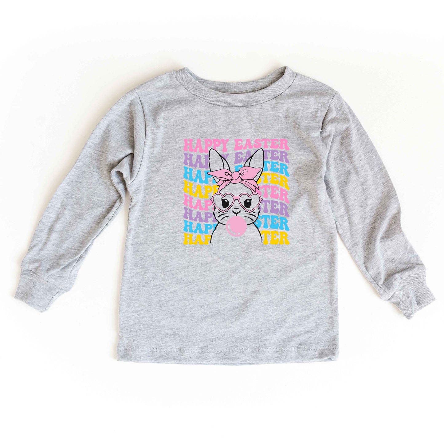 Bubble Gum Bunny Wavy | Toddler Long Sleeve Tee