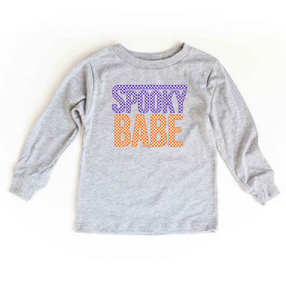 Spooky Babe Checkered | Youth Graphic Long Sleeve Tee