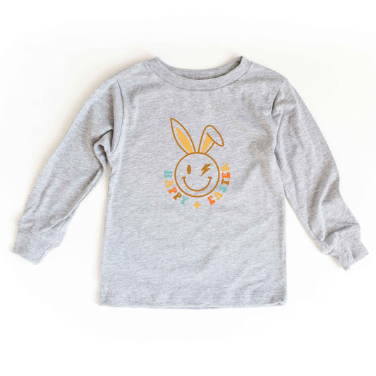 Happy Easter Smiley Lightning Bolt | Youth Long Sleeve Tee