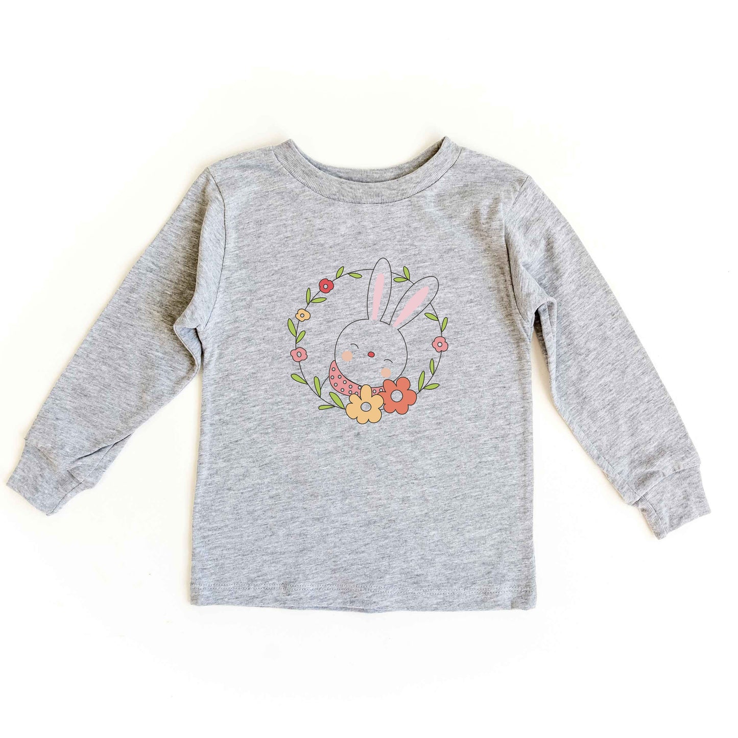 Easter Bunny Flower Wreath | Youth Long Sleeve Tee