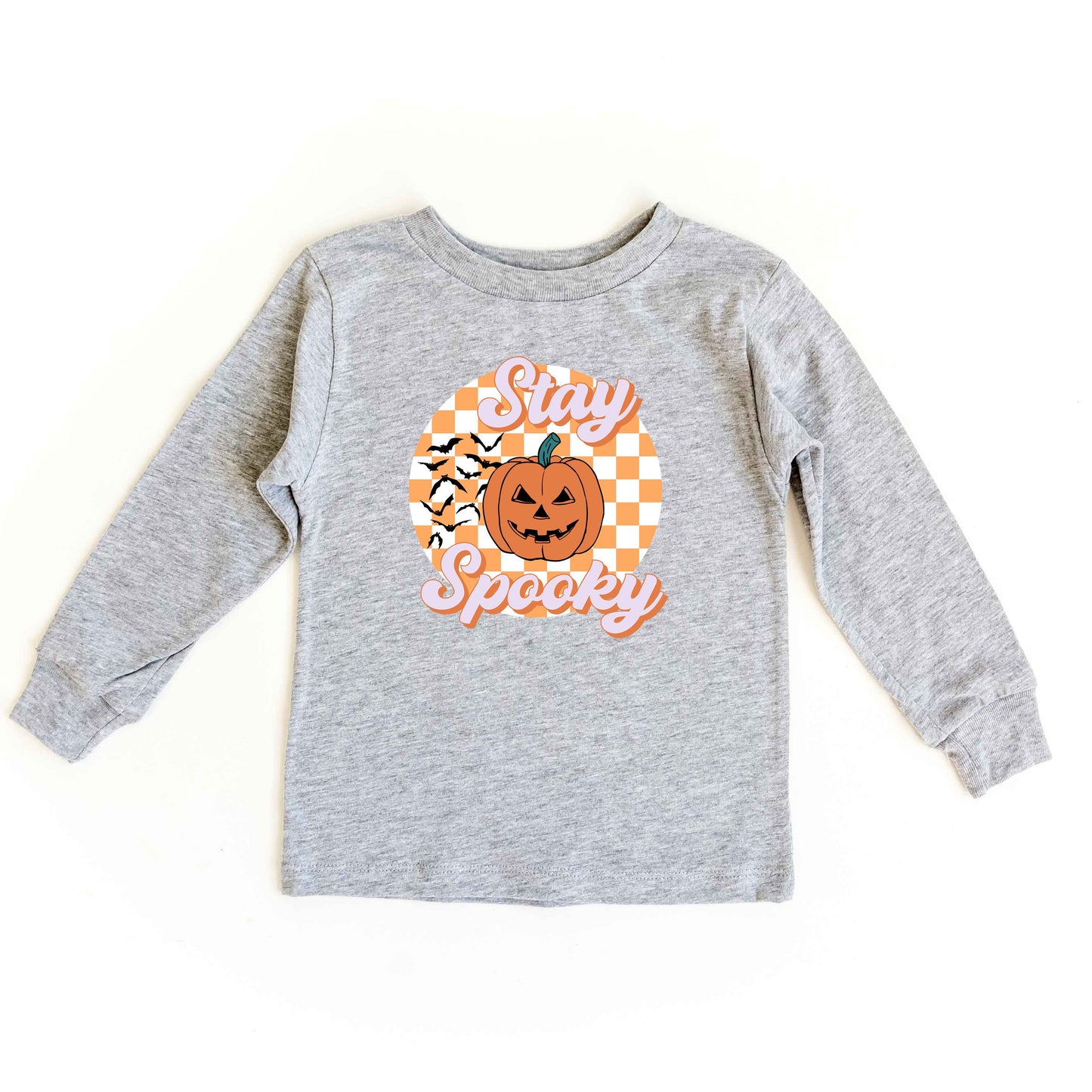 Stay Spooky Bats Checkered | Youth Graphic Long Sleeve Tee