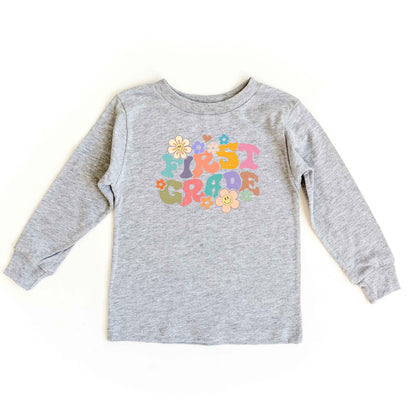 First Grade Flowers | Toddler Graphic Long Sleeve Tee