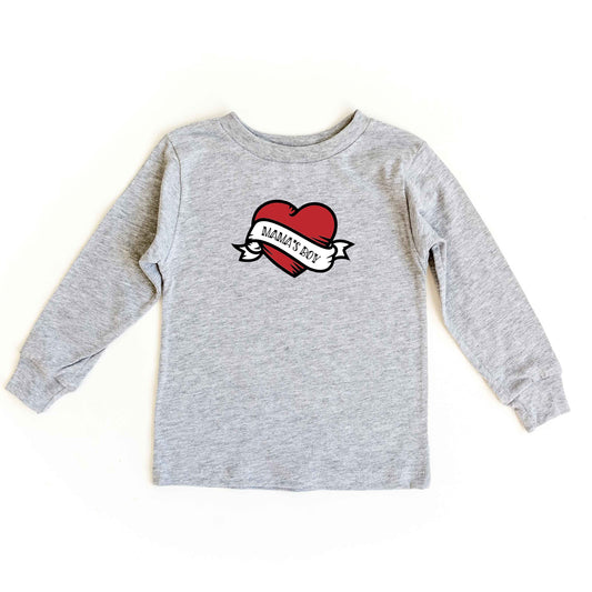 Mama's Boy Heart | Youth Long Sleeve Tee